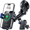 MOKPR Wireless Car Charger, 15W Auto Clamping Car Charger Dash Windshield Air Vent Phone Holder Compatible with iPhone 16 15 14/13/13 Pro/12 pro/12/11/X/8, Samsung S24/S23/S22, Blue