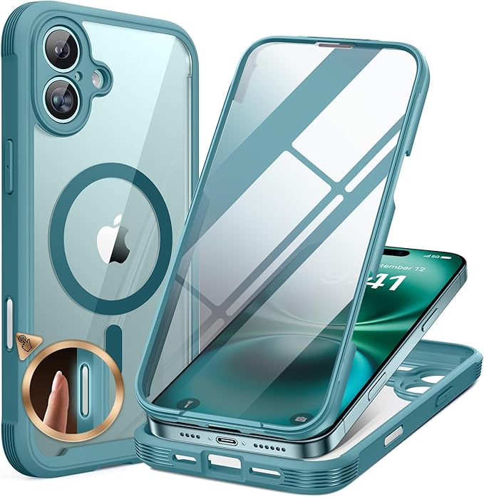 Miracase Glass Series for iPhone 11 Case 6.1 inch, Upgraded Full-Body Rugged Phone Bumper Case Cover with Built-in 9H Tempered Glass Screen Protector and Camera Protector