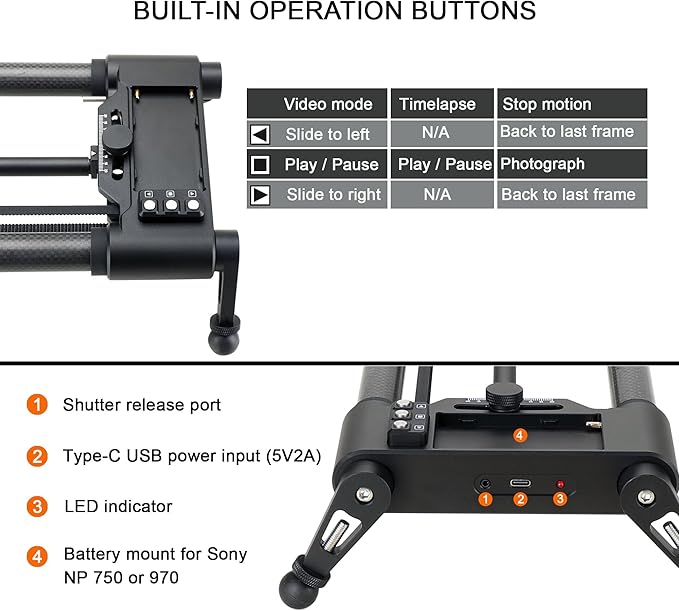 Konova New G1 Wireless Motorized Integrated Carbon Slider for Video, Time Lapse, Stop Motion, Parallax Panormaic Shooting (80cm (31.5"))