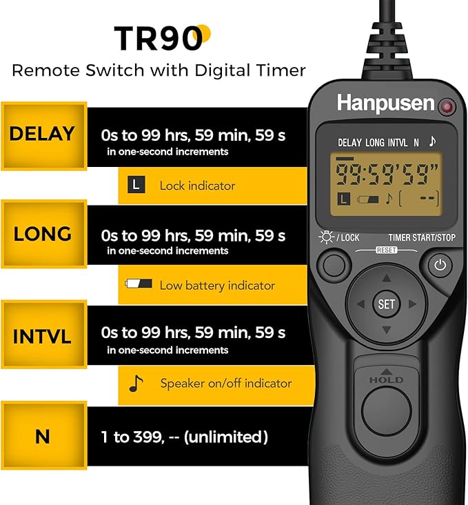 Camera Wired Intervalometer Controller, Remote Switch with Digital Timer Compatible with Sony ZV-1, 7, 6400, 6300, 6000; Replaces Sony RM-SPR1