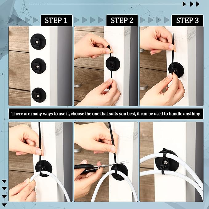 Yookeer 120 Pieces Magnetic Zip Tie Mount Multipurpose Cable Holder Magnets Magnetic Wire Management Bases with Heavy Duty Zip, Mount Nylon Cable Ties in Total (43 mm)
