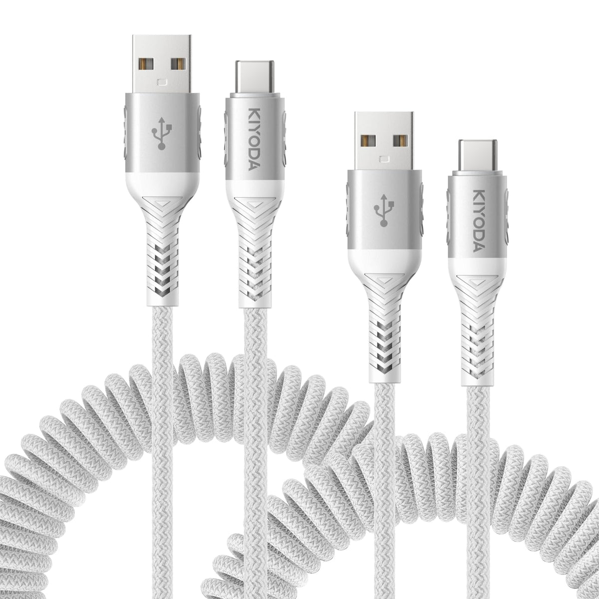 USB A to USB C Cable 3FT/6FT, Coiled USB C Cable for Car, 66W USBC Cable