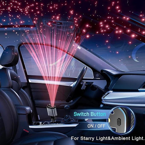 4 in 1 Retractable Car Charger with Starry Light,69W USB-C Fast Car Charger, for iPhone 17/16/15/14/13/12/11, Android,Pixel,Cigarette Lighter Charger (for Lightning+USB-C)