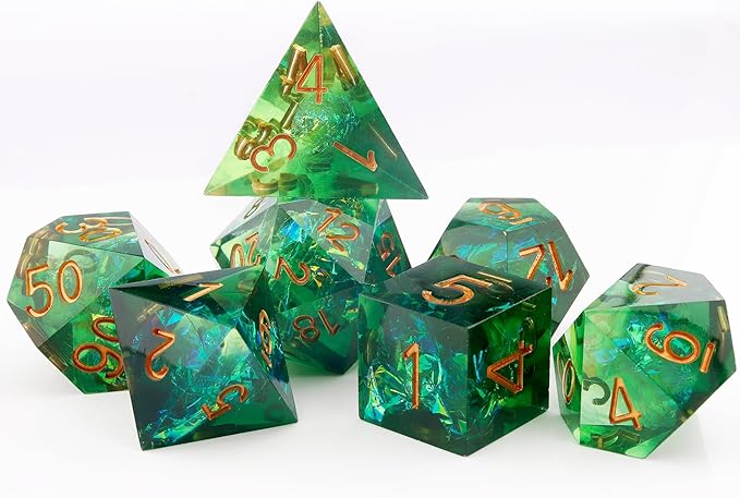 Haxtec Sharp Dice Resin DND Dice Set Polyhedral D&D Dice for Roleplaying Dice Games Compatible with Dungeons and Dragons Gifts