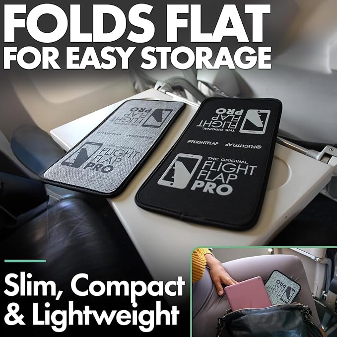 Airplane Phone Holder, Flexible Tablet and Cell Phone Holder, Folding Cellphone Stand for Desk, Bed, Office, Treadmill - Airplane Accessories Long Flight Travel - Plane Essentials (Pro)