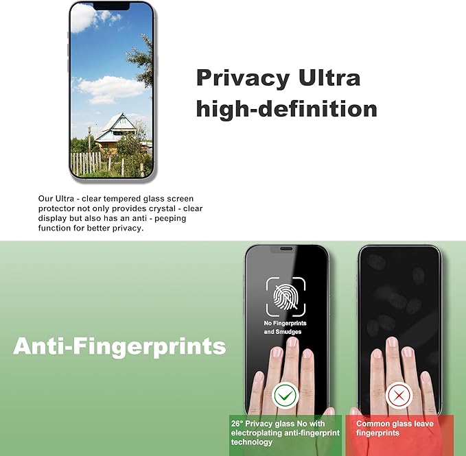 2 Pack Privacy Screen Protector for iPhone 11 Pro and iPhone Xs and iPhone X 5.8-Inch Auto Dust Removal, No Bubbles,Anti-Spy Tempered Glass Film, Easy Installation
