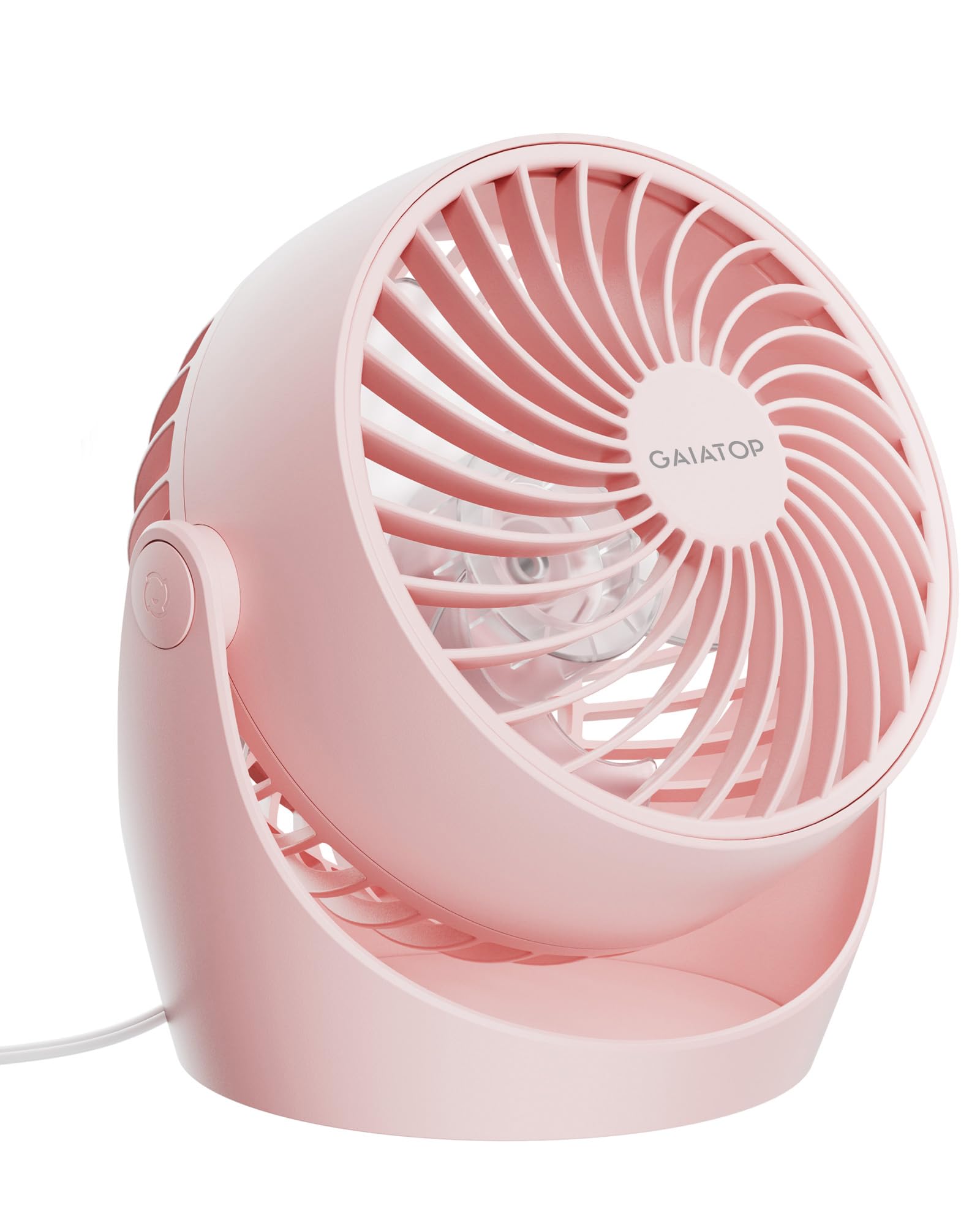 Gaiatop Desk Fan, 5-Inch Portable Electric Table Desktop Air Circulator Fans, Small but Powerful with 3 Speed 360° Adjustable Tilt for Cooling Home Dorm Office Bedroom Bathroom Kitchen, Pink