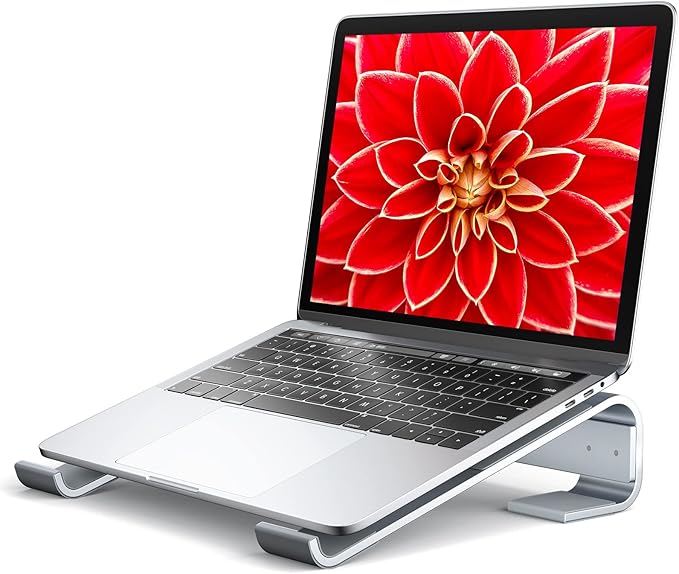 SOQOOL Laptop Stand for Desk, Computer Stand Riser for Desk,Ventilated Ergonomic Aluminum Notebook Stand Compatible with MacBook Air Pro Dell XPS HP 11 14 15.6 17.3 Inch Silver Work from Home