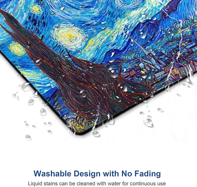 Hokafenle Mouse Pad, Oil Painting Mouse Pad with Van Gogh Starry Sky Design, Premium-Textured Mousepad Square Waterproof Mouse Mat Non-Slip Rubber Base Mouse Pads for Office Laptop