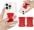 Universal Phone Grip for Smartphones - Phone Holder for Hand - Wireless Charging Compatible (Red) - 2Pack