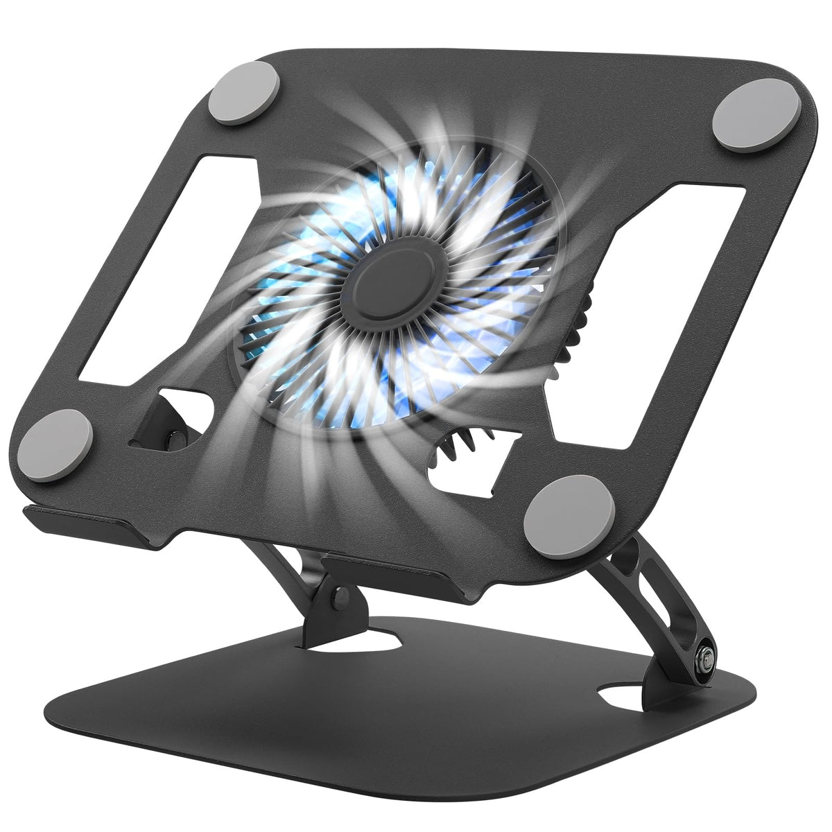 SHUWEI Laptop Stand with Fan, Height/Angle Adj fits 16" Laptop, Black