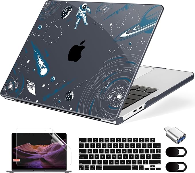 Compatible with MacBook Air 13.6 inch Case, M4 A3240/M3 A3113/M2 A2681 (Released 2025 to 2022), Hard Shell, Keyboard Cover, Screen Protector, Webcam Cover & Type-C Adapter, Aerospace