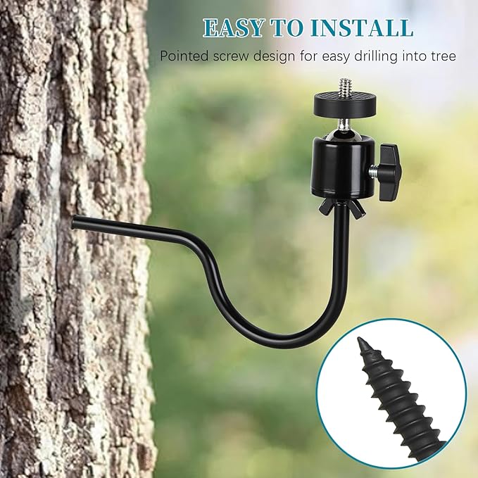 3 Pcs Trail Camera Tree Mount,1/4 in Screw,360° Adjustable Screw Security Cam Mount for Game Cameras, Solar Panels, etc, Easy to Install & Heavy Duty
