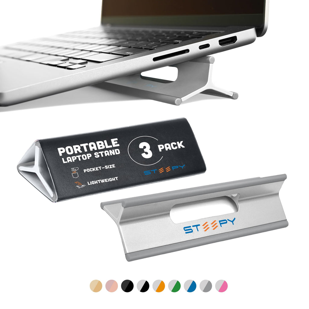 Steepy Portable Laptop Stand for Desk Adjustable Height, 13-17 Inch Devices