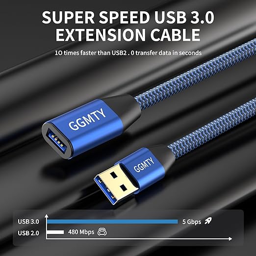 USB 3.0 Extension Cable 3ft,Type A Male to Female Extension Cord Durable Braided Material High Data Transfer Compatible with USB Keyboard,Mouse,Flash Drive, Hard Drive,Printer