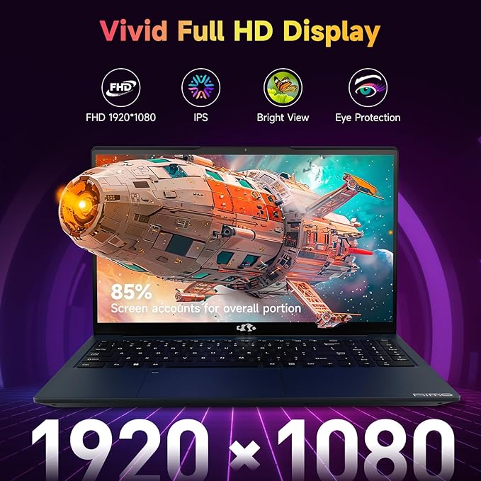 NIMO 15.6 inch Laptop FHD, AMD Ryzen 5 3500U, 8 GB RAM, 256 GB SSD, Windows 11, Backlit Keyboard, Fingerprint Reader, 65W PD, Lightweight Computer for Work and Homeschooling,Deep Blue