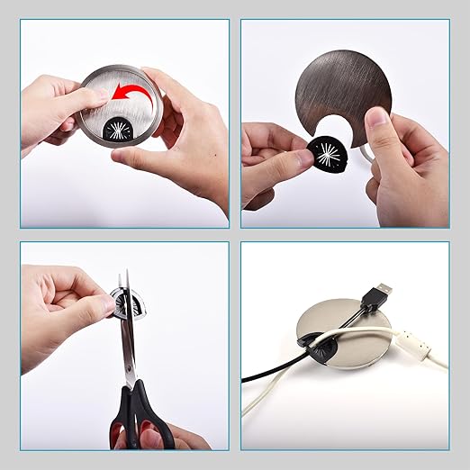 Desk Grommet 2 Inch 50mm, Zinc Alloy Computer Desk Wire Hole Cover, Office Desktop Cord Cable Hole Metal Ring, Black