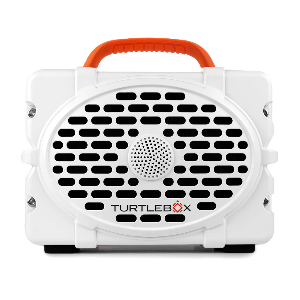 Turtlebox Original Gen 3 Outdoor Bluetooth Speaker, White/Blaze Orange