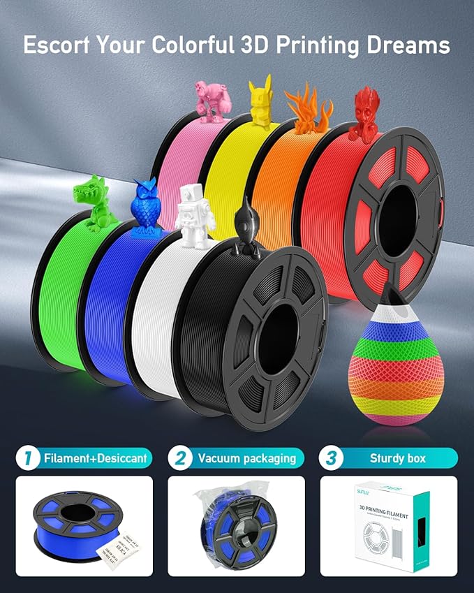 SUNLU 3D Printer Filament PETG Filament 1.75mm, Less Stringing Good Layer Adhesion High Toughness, PETG Filament 1.75 ±0.02mm, 1kg Spool(2.2lbs), Transparent