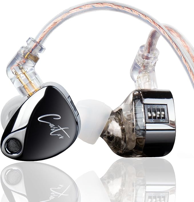 KZ Castor in Ear Monitor Headphones, HiFi Improved Bass Earphone Sound Tunable Noise Isolating IEMs, Dual-Dynamic Driver Wired Earbuds, 2PIN-C Detachable Cable for Singers Musicians