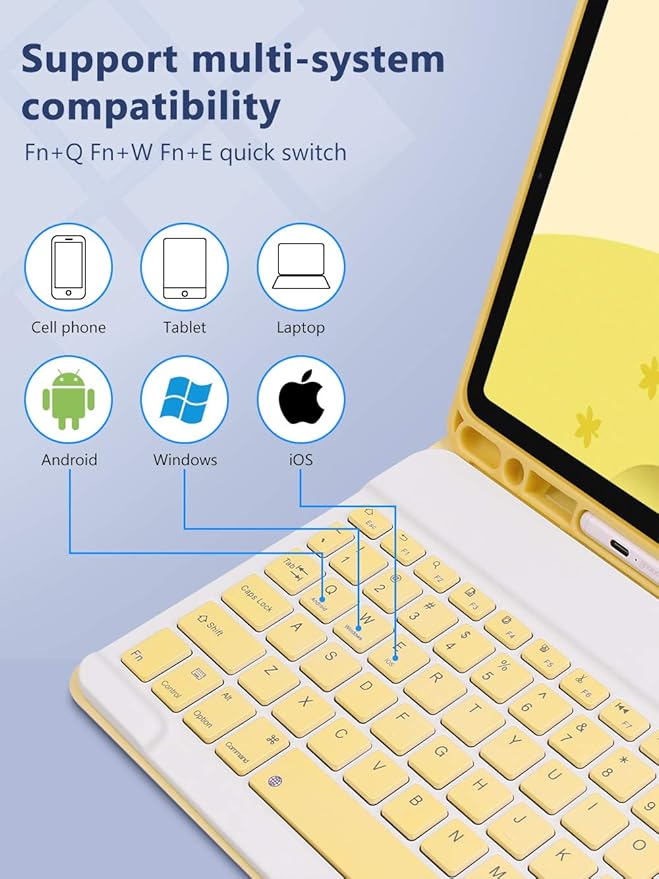 AnMengXinLing Lovely Keyboard Case for iPad 9th/8th/7th Generation with Mouse,Case for iPad 10.2 inch with Pencil Holder and Deatachable Keyboard Mouse, Purple