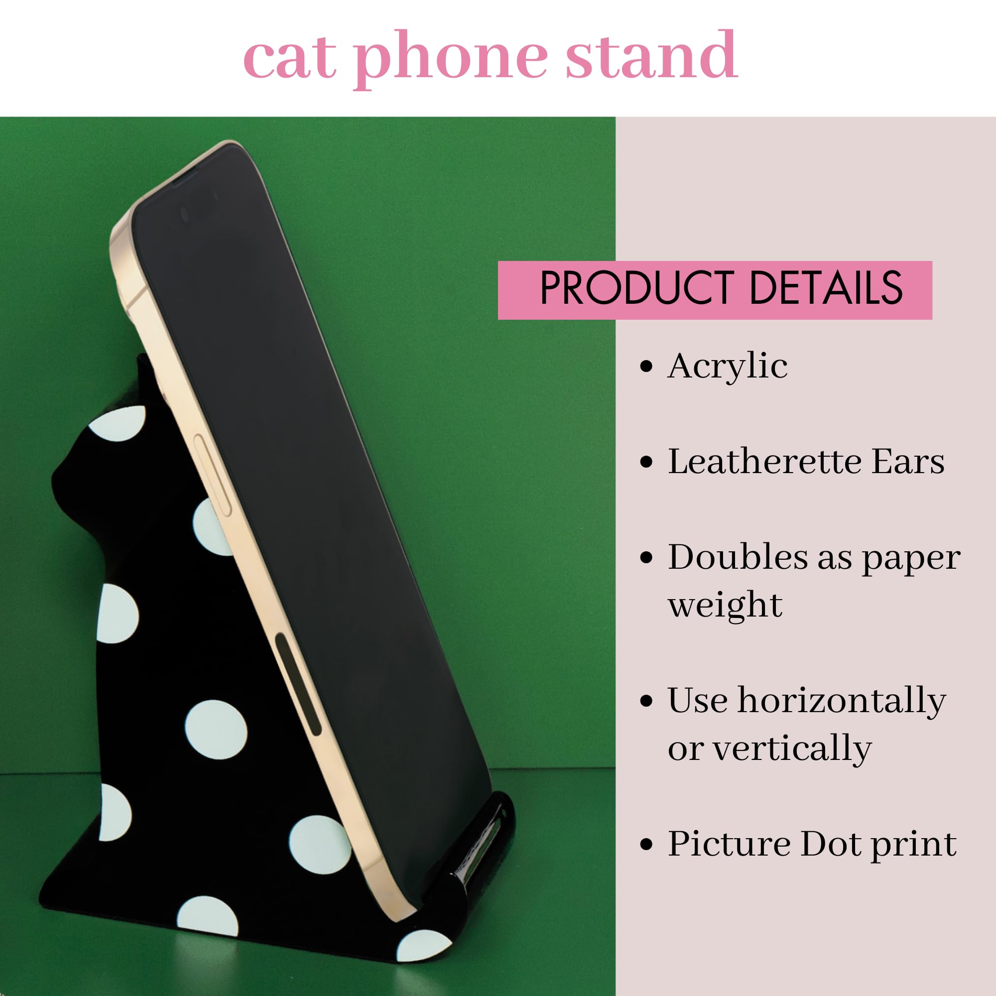 kate spade new york Acrylic Phone Holder, Polka Dot Cat