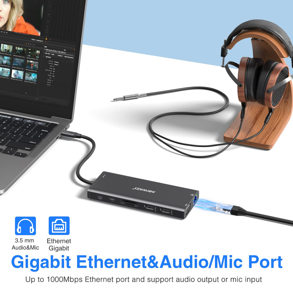 USB C Docking Station Dual Monitor Triple Display Hub Multiple Adapter