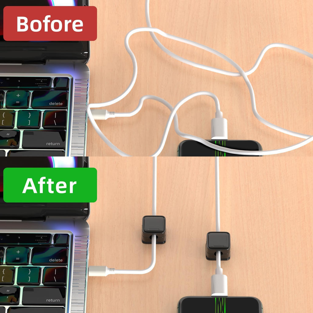 12 Pack Cord Organizer, Magnetic Cable Clips, Under Desk Management, Black