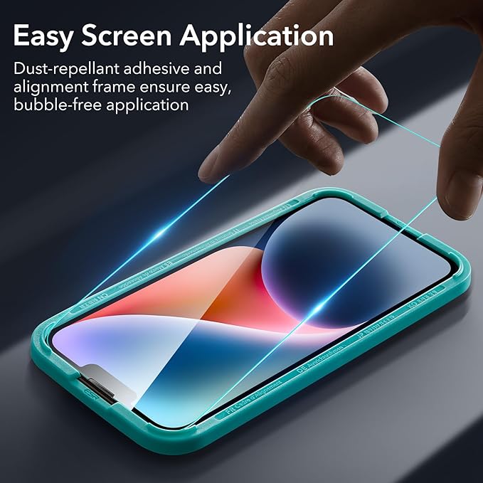 ESR for iPhone 14 Screen Protector Set, 3 Tempered-Glass Screen Protectors and 1 Set of Camera Lens Protectors, Smooth Rounded Edges, Full-Coverage Military-Grade Protection, Scratch Resistant