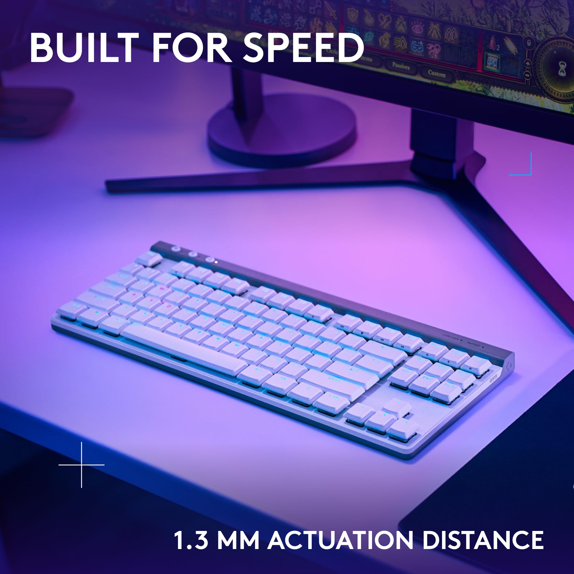Logitech G515 Lightspeed TKL Wireless Gaming Keyboard (Tactile) - White