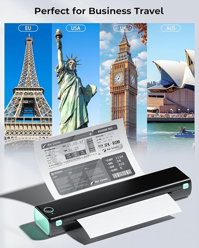 Phomemo Portable Printers Wireless for Travel - Bluetooth Thermal Printer Supports 8.5" X 11" Letter, Inkless Printer Compatible with Phone Laptop for Home Use Car Office School, Come with Carry Case