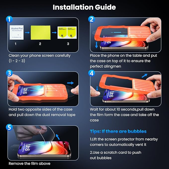 Uyiton UnBreak-Glass for iPhone 15 Pro Max Screen Protector, [Ultrasonic Fingerprint Support][Auto-Alignment Frame] Scratch-Resistant Bubble-Free 15 Pro Max Screen Protector(6.7''), 2 Pack