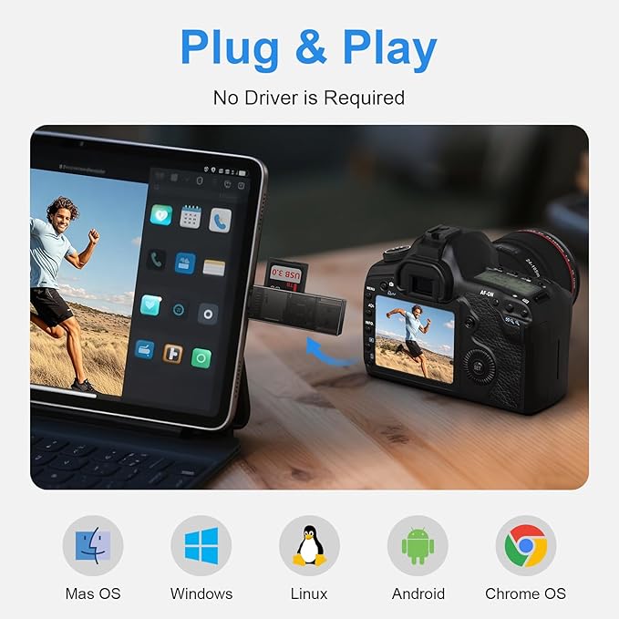 SD Card Reader,High-Speed USB C to Micro SD Card Adapter USB 3.0 Dual Slots,Memory Card Reader for SD/Micro SD/SDHC/SDXC/MMC,Compatible with iPhone 17 16 Pro Samsung S25 A17 MacBook Pro/Air Chromebook