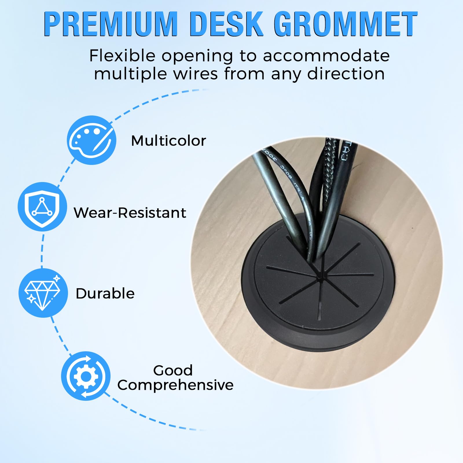 BOPOREAE 2 Pcs Desk Grommet 2-1/16" (53mm), Desk Hole Cover for Cables