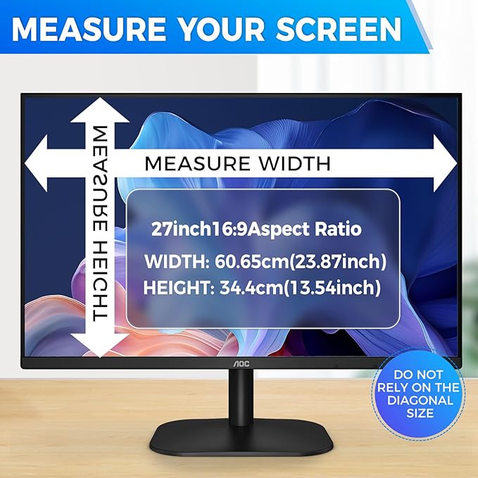 2 Pack Hidden Design Magnetic Computer Privacy Screen Filter 27 inch for Frameless Monitor 16:9 Widescreen, Removable Anti Blue Light Privacy Shield, Anti-Glare Protector