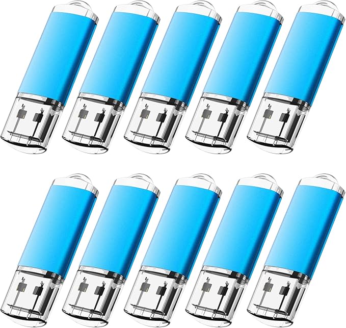 KOOTION Flash Drive 8GB 10 Pack USB 2.0 Thumb Drive Capped Memory Stick Jump Drive, Blue