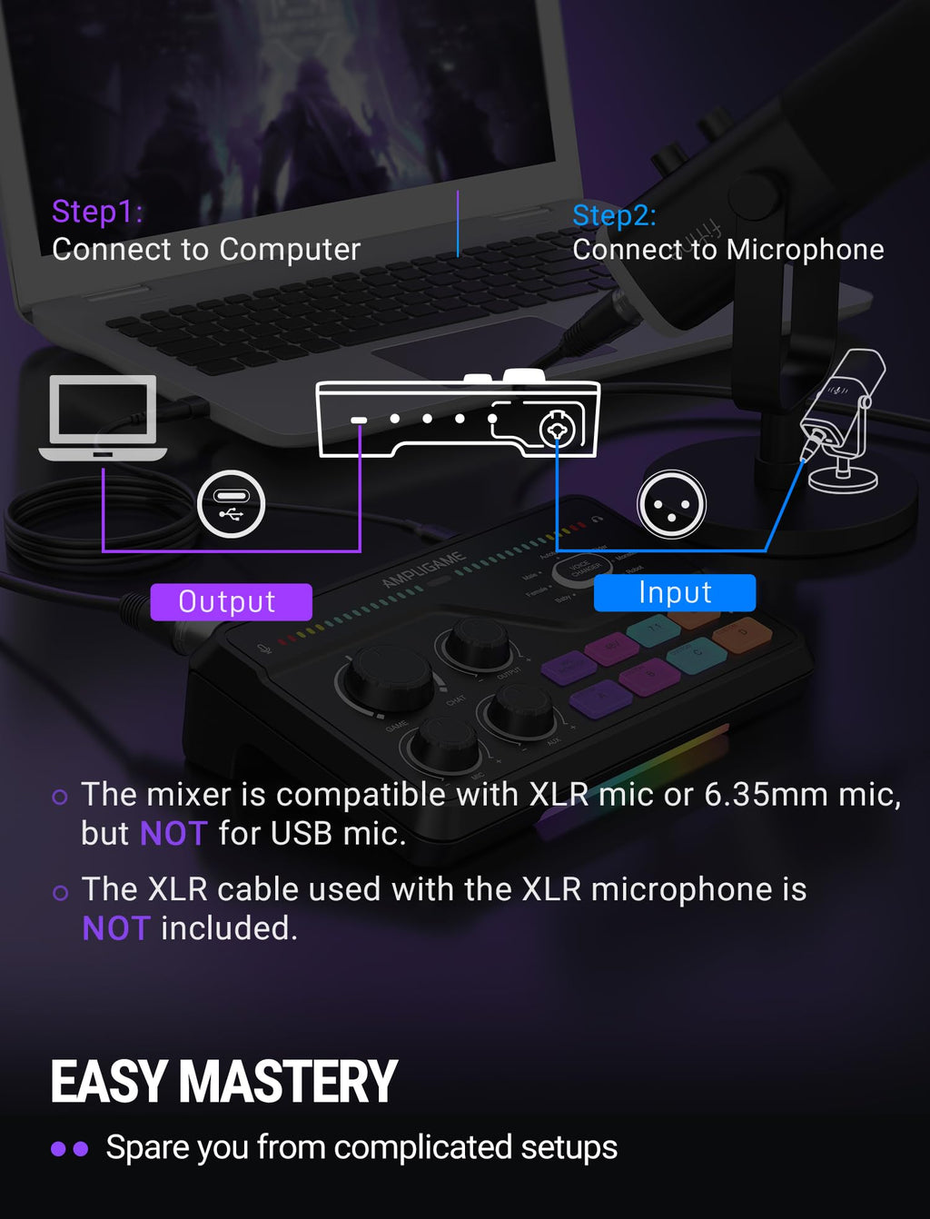 FIFINE SC8 Gaming Audio Mixer for Live Streaming with 7.1ch Surround sound