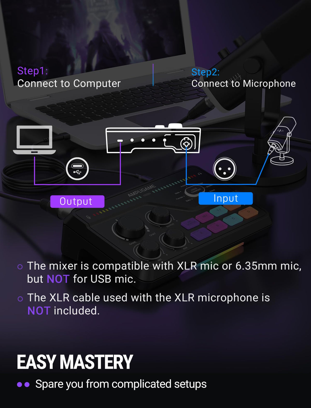 FIFINE SC8 Gaming Audio Mixer for Live Streaming with 7.1ch Surround sound