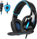 SA902 7.1 USB Surround Sound PC Headsets Over-Ear Gaming Headphones with Microphone LED Light