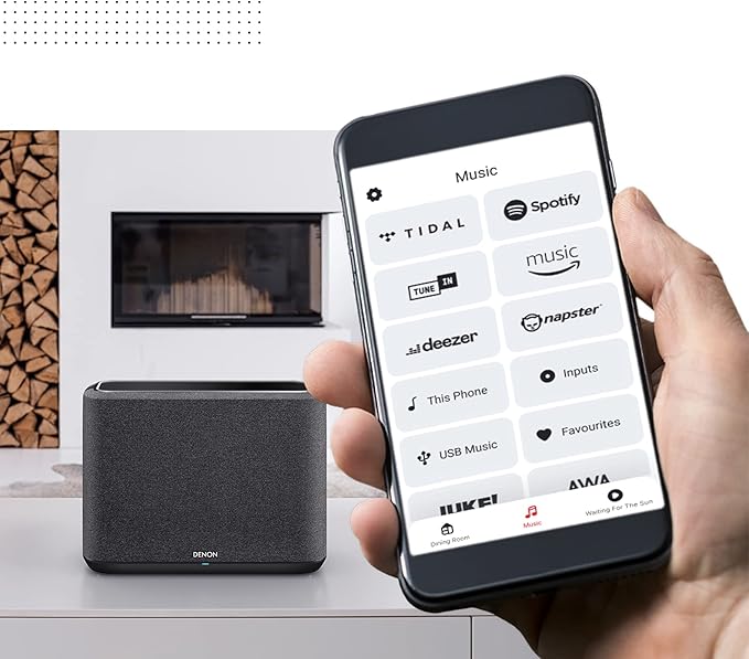 Denon Home 250 Wireless Smart Speaker – Mid-Size, Stereo Sound, Wi-Fi & Bluetooth, HEOS Built-in, Alexa Built-in, Siri & AirPlay 2, Spotify Connect, Multi-Room Support, Black