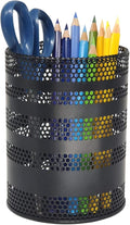 Metal Mesh Pen Pencil Cup Holder Stand Office Desk Organizer Stationery Caddy Makeup Brush Holder, Black (Large)