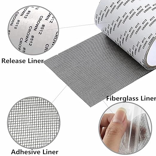 Extra Wide 4” X 197” (16.5FT) Window Screen Repair Tape Kit, Strong Adhesive Fiberglass Covering Mesh Repair Patch Tape for Window Door Tears Holes