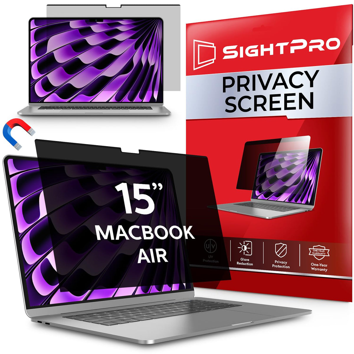 SightPro Magnetic Laptop Privacy Screen 13.3 Inch 16:9 - Patented Removable Laptop Privacy Filter Shield and Protector