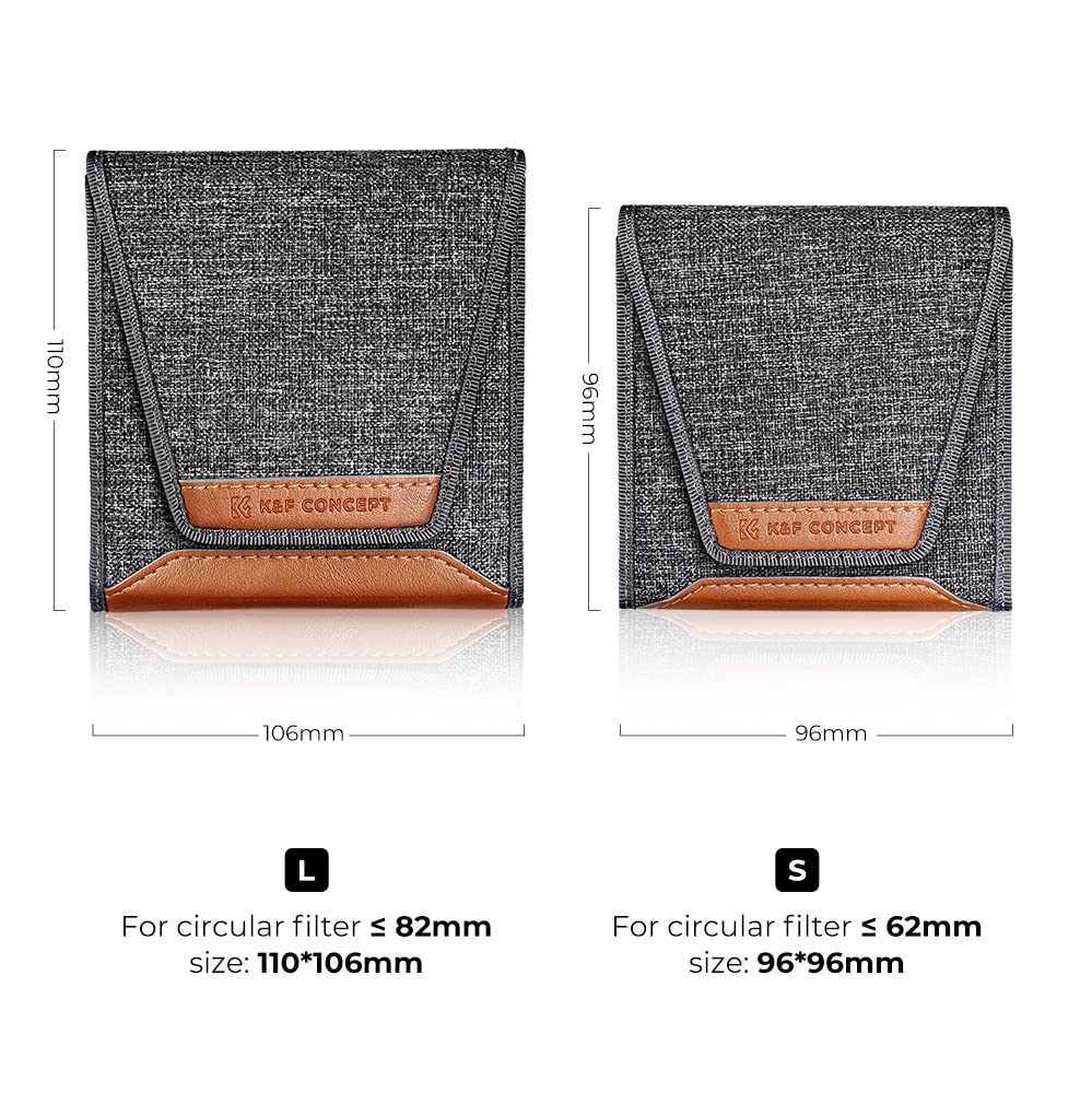 K&F CONCEPT Lens Filter Pouch, Lens Filter Case Up to 82mm