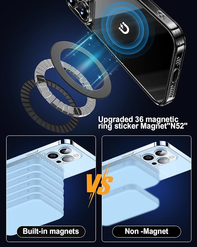 for Magsafe Magnetic Ring 2 Pack Compatibile with MagSafe Accessories/Charger/Mount/Wallet/Case/Kindle for New iPhone 16/15/14/13/12/11, Pixel 9, Samsung Galaxy Z Fold/Z Flip/S and More
