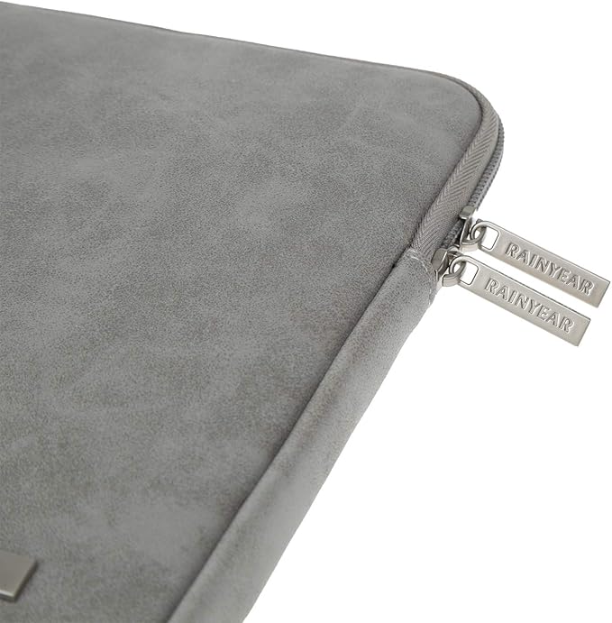 RAINYEAR 15 Inch Laptop Sleeve PU Suede Leather Case Padded Cover Water Resistant Carrying Computer Bag Compatible with 15.4 MacBook Pro/Air, Surface Laptop 3/4 15", New XPS 15 Touch(Gray)