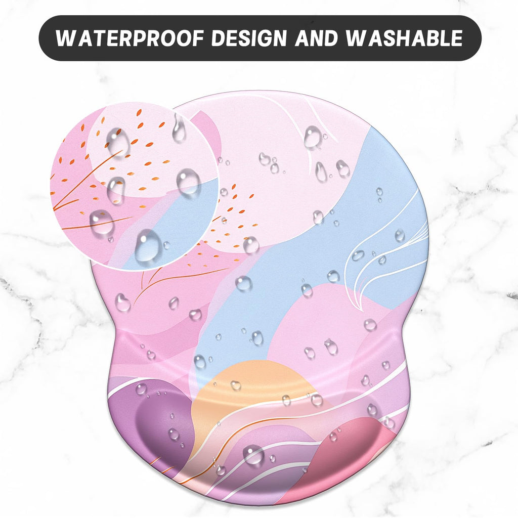 ITNRSIIET Ergonomic Mouse Pad with Gel Wrist Support Small Wrist Rest Smooth Surface Non-Slip PU Base Comfortable Office Supplies Pain Relief, 8.7 x 7.2 inches, Art Style Pattern