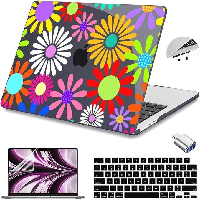 Teryeefi Compatible for MacBook Air 13.6 inch Case A3240 A3113 A2681 (2025 2024-2022 Release), Protective Plastic Hard Shell Cover for MacBook Air M2 M3 M4 13 inch, Abstract Flowers A001