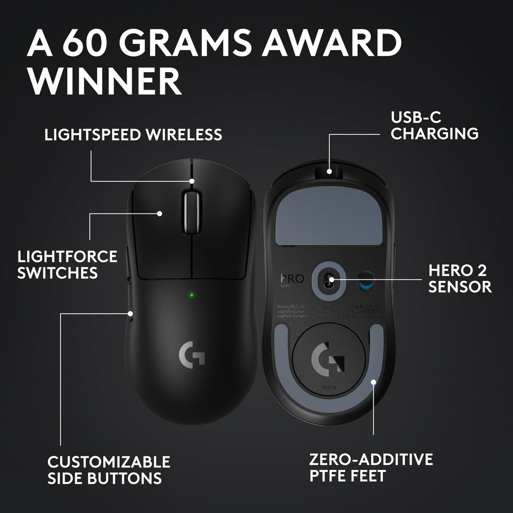 Logitech G PRO X Superlight 2 Wireless Gaming Mouse - Black