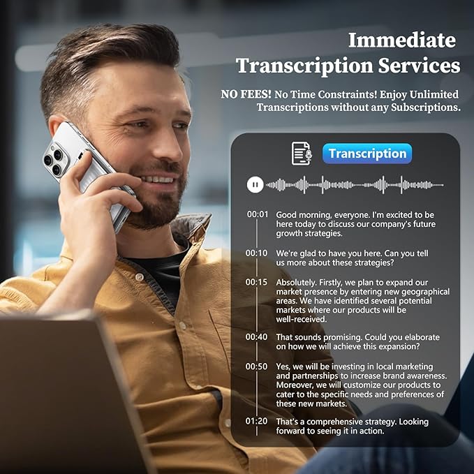 AI Voice Recorder - Voice Recorder w/No Fee for Transcribe & AI Summarize by ChatGPT, APP & Web Control, 121 Languages, 64GB Memory, Wireless Charging,Digital Voice Recorder for Meetings/Calls Silver
